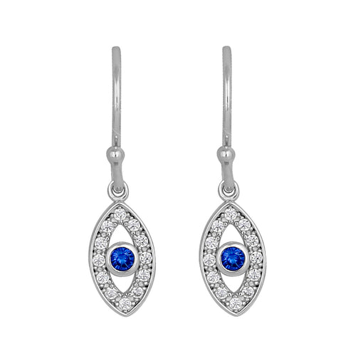 Sterling Silver Evil Eye Dangle Earrings