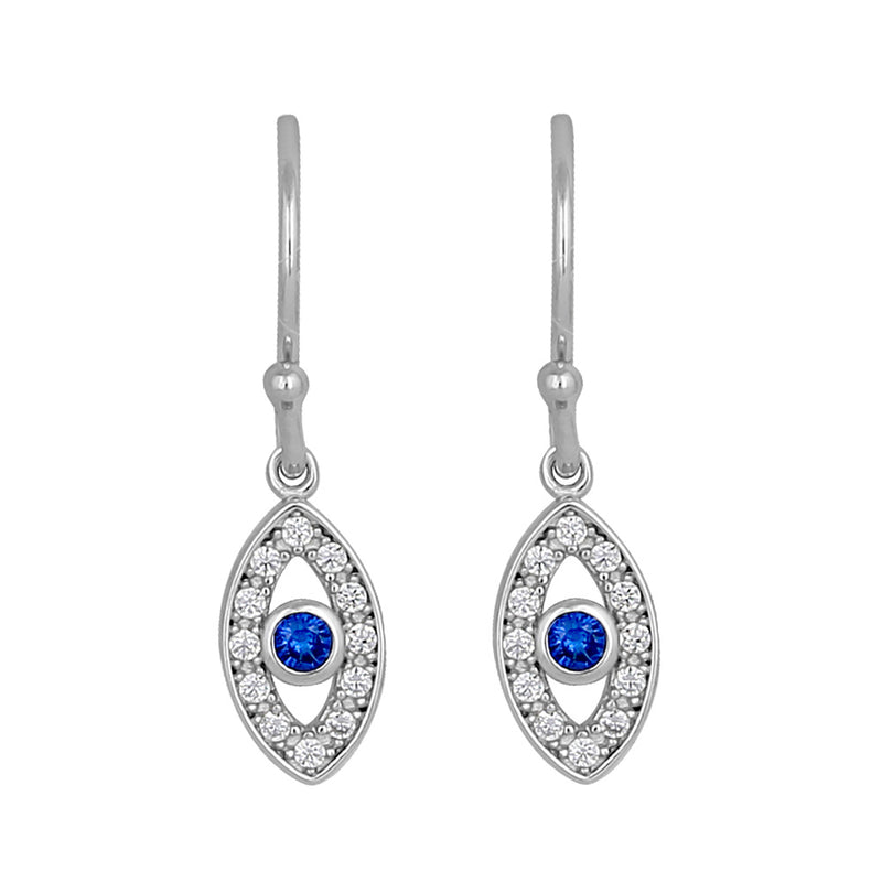 Sterling Silver Evil Eye Dangle Earrings