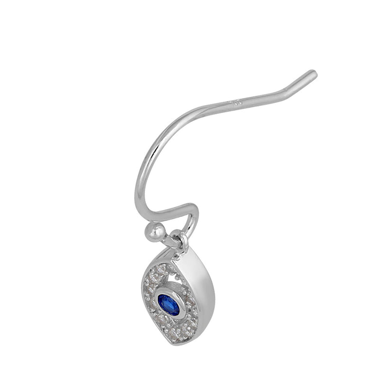 Sterling Silver Evil Eye Dangle Earrings