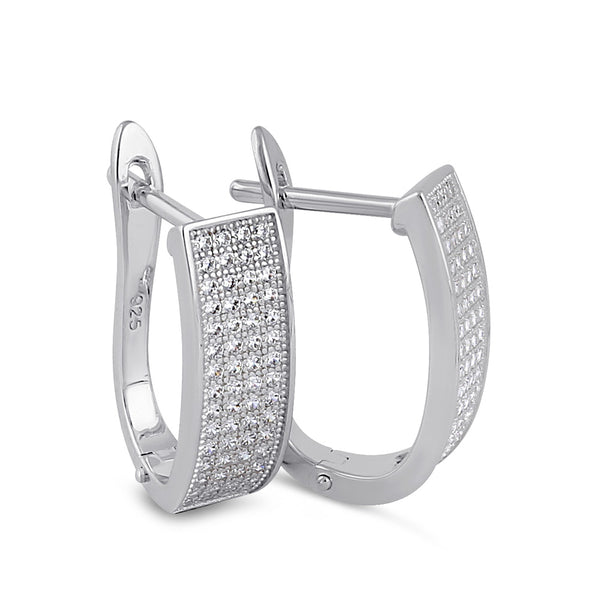 Sterling Silver Clear CZ Hoop Earrings