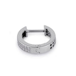 Sterling Silver Small Clear CZ 11.0mm x 3.25mm Hoop Earrings