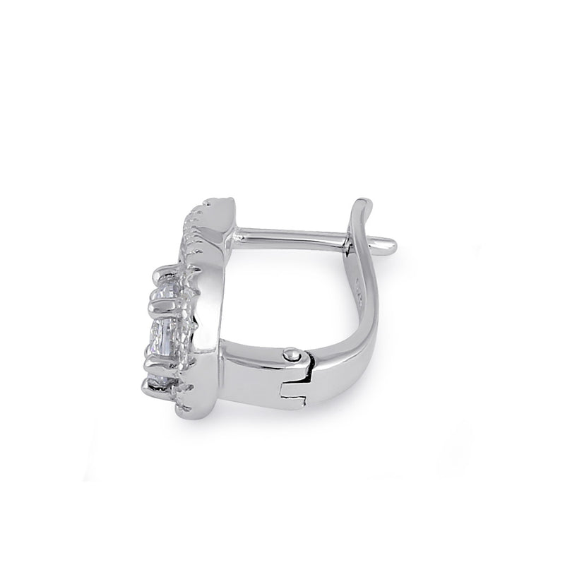 Sterling Silver Clear CZ Curved Hoop Earrings
