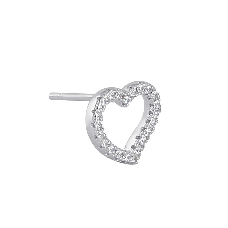 Sterling Silver Clear CZ Heart Earrings