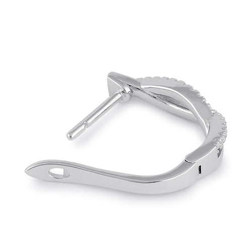 Sterling Silver Clear CZ Twist Hoop Earrings