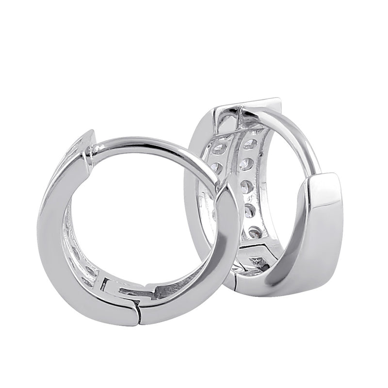 Sterling Silver 9.5mm x 5.5mm Clear CZ Hoop Earrings