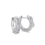Sterling Silver 8.0mm x 3.0mm Curvy Clear CZ Hoop Earrings