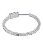 Sterling Silver 24.0mm x 1.5mm Clear CZ Hoop Earrings