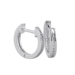 Sterling Silver 10.5mm x 2.5mm Clear CZ Hoop Earrings
