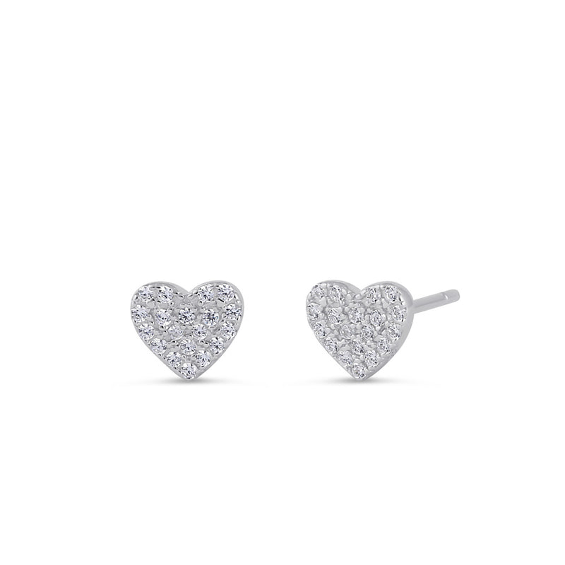 Sterling Silver Clear CZ Heart Earrings