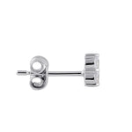 Sterling Silver Clear CZ Triple Circle Earrings