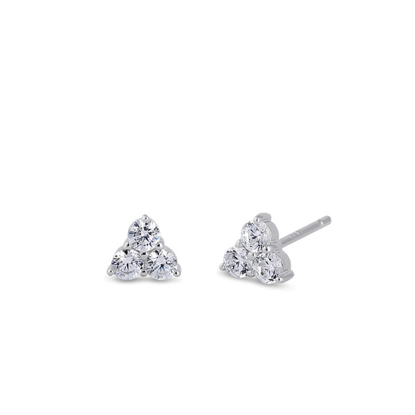 Sterling Silver Clear CZ Triple Circle Earrings