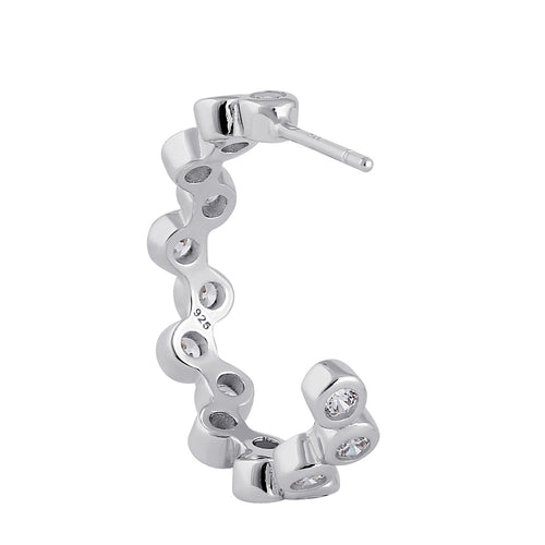 Sterling Silver 17mm x 3mm Bubble Hoop Earrings