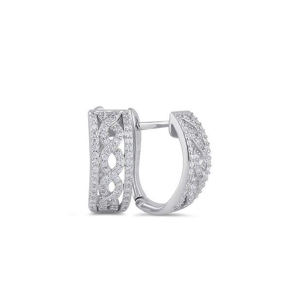 Sterling Silver Clear CZ Twist Hoop Earrings