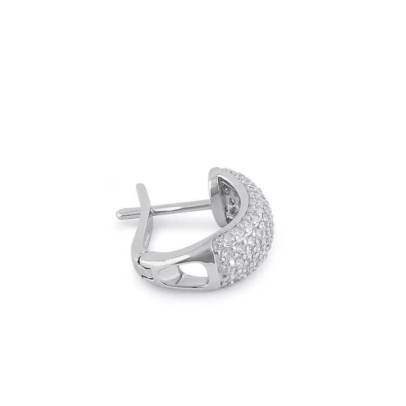 Sterling Silver Clear CZ Pave Hoop Earrings