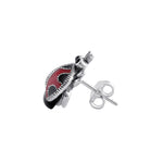 Sterling Silver Onyx and Enamel Marcasite Ladybug Stud Earrings