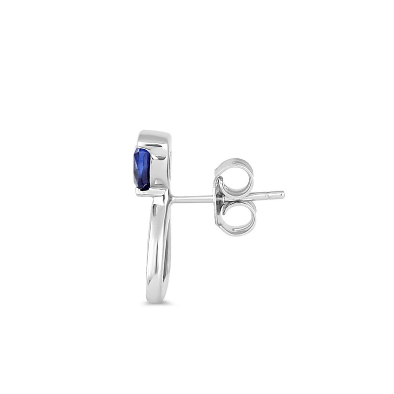 Sterling Silver Tanzanite CZ Trillion Blue Lab Opal Drop Earrings