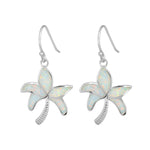 Sterling Silver White Lab Opal Palm Tree Earrings