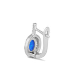Sterling Silver Blue Lab Opal Oval Halo Earrings