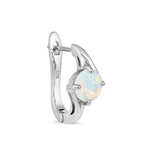 Sterling Silver Round White Lab Opal Earrings