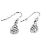 Sterling Silver White Lab Opal Semi Sphere CZ Twist Earrings