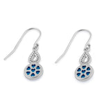 Sterling Silver Blue Lab Opal Semi Sphere Hollow Pear CZ Earrings