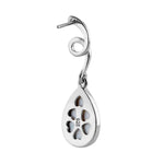 Sterling Silver White Lab Opal Twirl Dangling Pear Earrings