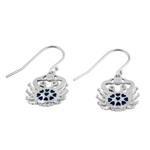 Sterling Silver Blue Lab Opal Crab CZ Earrings