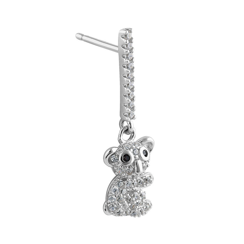 Sterling Silver Koala Bear CZ Earrings