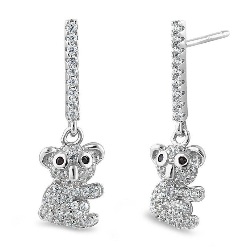 Sterling Silver Koala Bear CZ Earrings