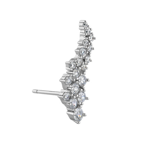 Sterling Silver Elegant Cluster Round Cut Clear CZ Earrings