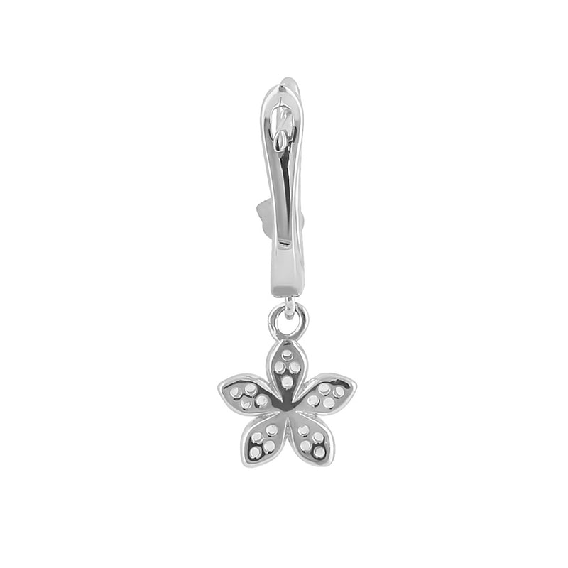 Sterling Silver Dainty Dangle Flower Round Cut Clear CZ Earrings