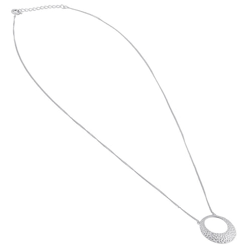Sterling Silver Round Hammered Necklace