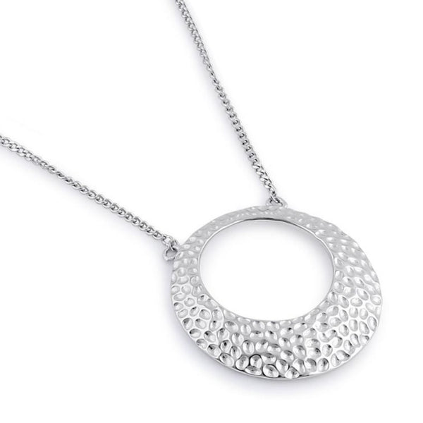 Sterling Silver Round Hammered Necklace