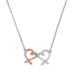 Sterling Silver Two-tone Heart Design Necklace