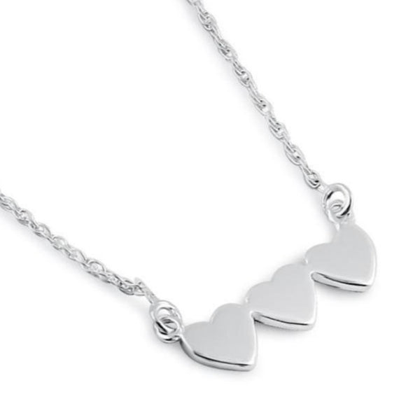 Sterling Silver Triple Heart Necklace