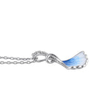 Sterling Silver Blue and White Enamel Shell CZ Necklace