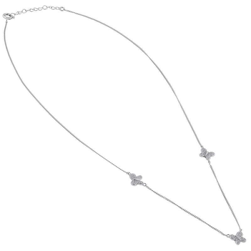 Sterling Silver Clear CZ Butterfly Necklace