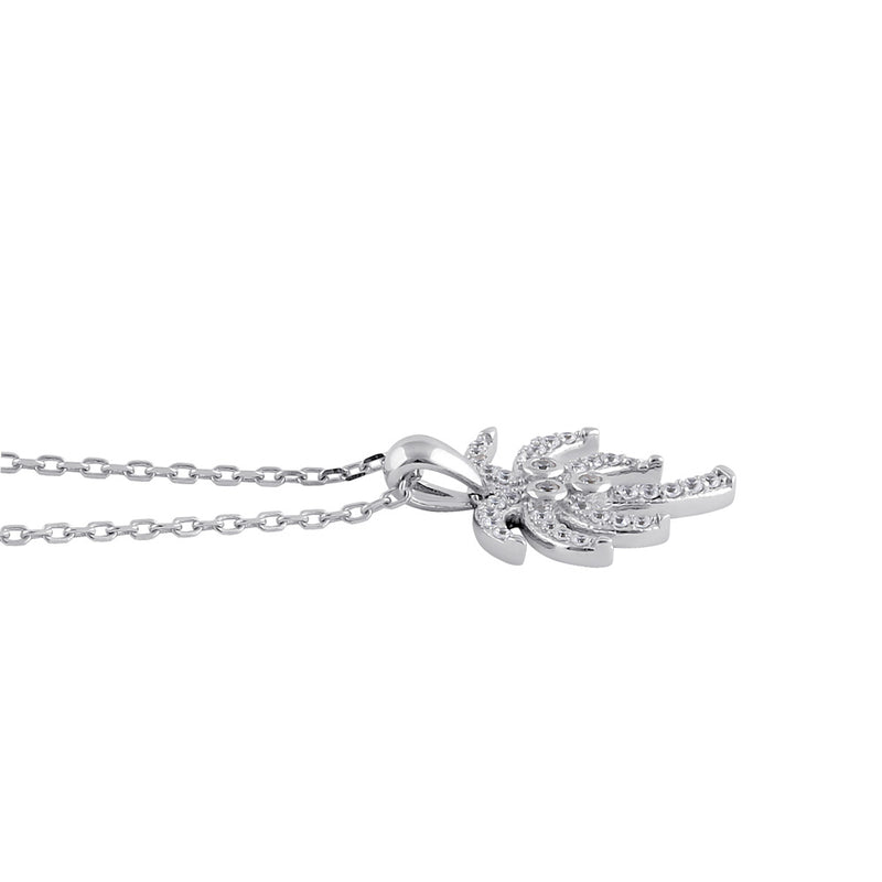 Sterling Silver Clear CZ Palm Tree Necklace