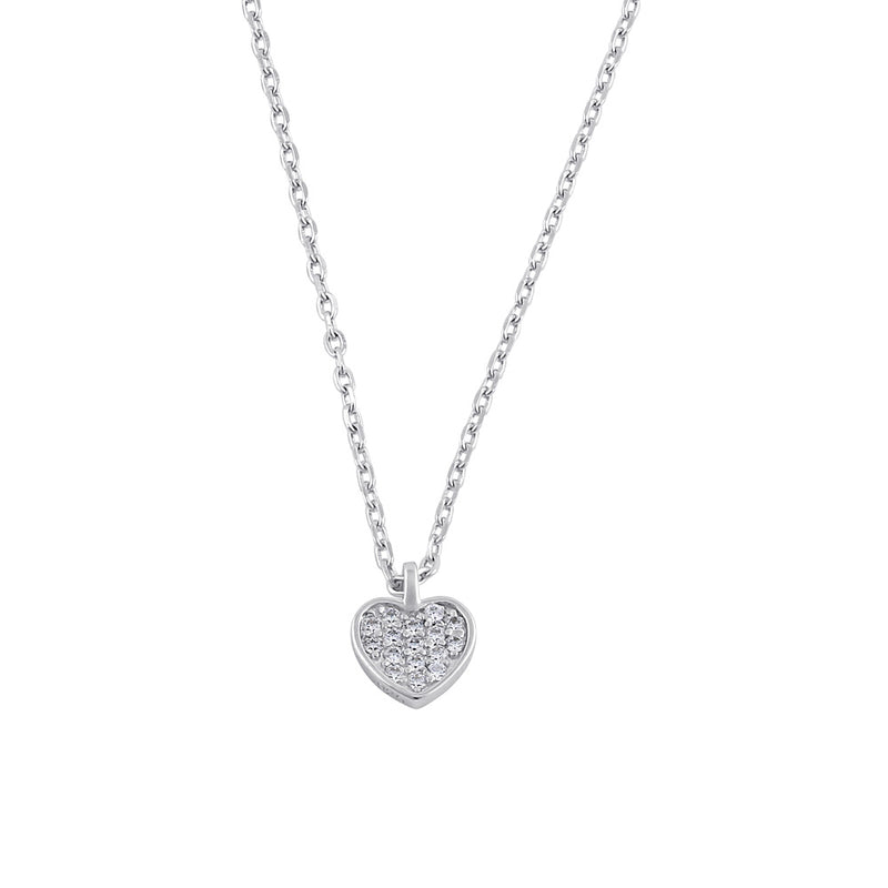 Sterling Silver Clear CZ Dainty Heart Necklace