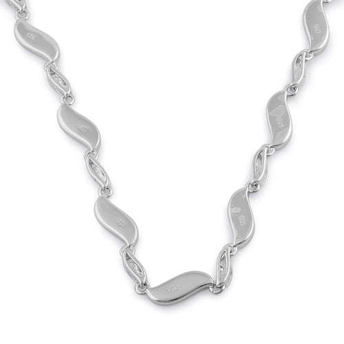 Sterling Silver Blue Opal Wave Necklace