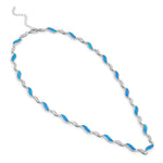 Sterling Silver Blue Opal Wave Necklace