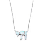 Sterling Silver White Lab Opal Health Symbol Necklace