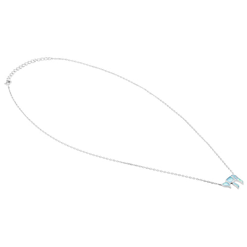 Sterling Silver White Lab Opal Health Symbol Necklace