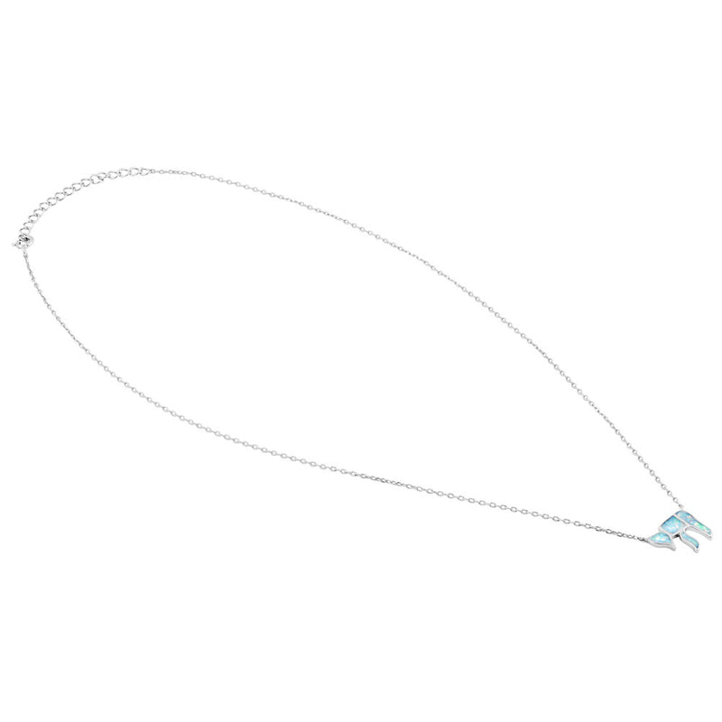Sterling Silver White Lab Opal Health Symbol Necklace