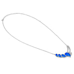 Sterling SIlver Blue Lab Opal Curved Drops Greek Necklace