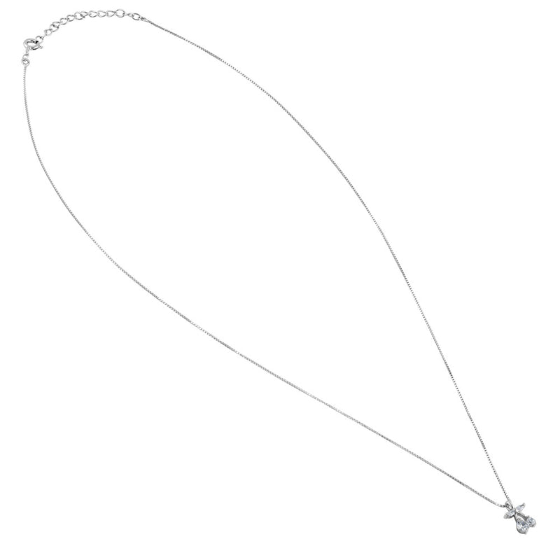 Sterling Silver Dainty Cherry Round Cut Clear CZ Necklace