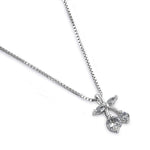 Sterling Silver Dainty Cherry Round Cut Clear CZ Necklace