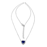 Sterling Silver Blue and Clear CZ Heart Halo Necklace