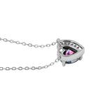 Sterling Silver Rainbow and Clear CZ Heart Halo Necklace