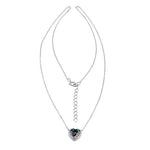Sterling Silver Rainbow and Clear CZ Heart Halo Necklace